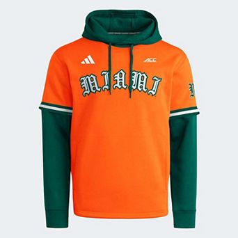 Youth adidas Orange/Green Miami Hurricanes Dugout Collection Hoodie
