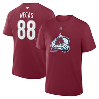 Men's Fanatics Martin Necas Burgundy Colorado Avalanche Authentic Stack Name & Number T-Shirt