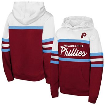 Youth Mitchell & Ness Burgundy Philadelphia Phillies Throwback Head Coach Hoodie