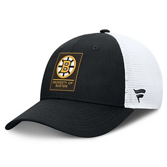Men's Fanatics Black/White Boston Bruins Authentic Pro Train Meshback Adjustable Hat