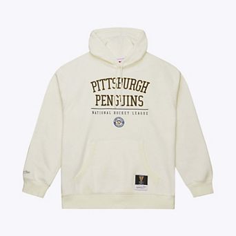 Men's Mitchell & Ness Cream Pittsburgh Penguins Walk-Off Vintage Logo Fleece Hoodie
