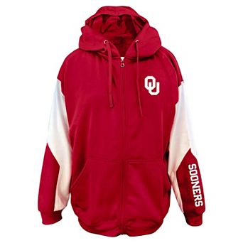 Men's Big & Tall Profile Crimson Oklahoma Sooners Sleeve Block Full-Zip Hoodie