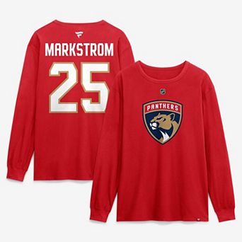 Men's Fanatics Jacob Markstrom Red Florida Panthers Authentic Stack Name & Number Long Sleeve T-Shirt