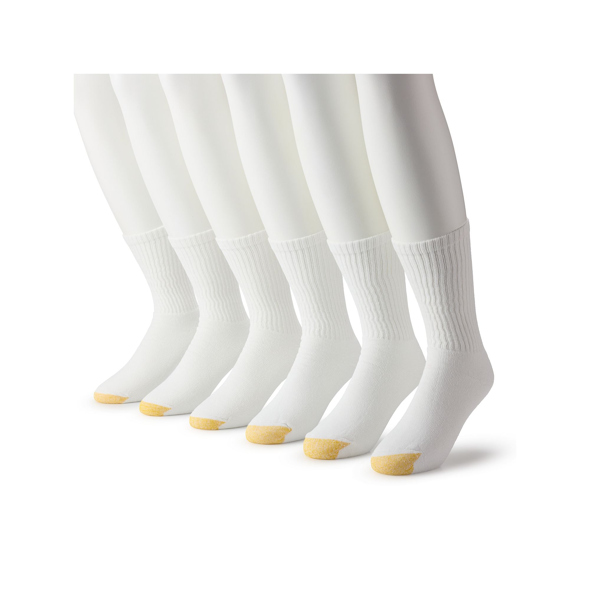 Mens GOLDTOE® 6-pack Athletic Cushioned Cotton Crew Socks, Size: 6-12, Wh