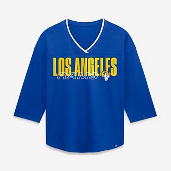 Women's Fanatics Royal Los Angeles Rams Plus Size Deceptive Juke 3/4-Sleeve V-Neck T-Shirt