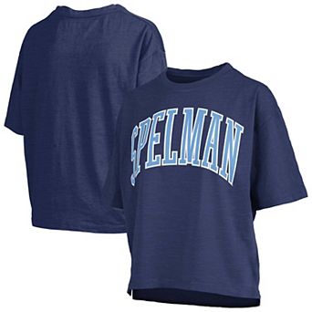 Women's Pressbox Navy Spelman College Jaguars Oversized Nelson Arch Over Logo Slub T-Shirt