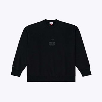 Men's Mitchell & Ness Black Detroit Lions Core Essentials Micro Logo Fleece Sweatshirt