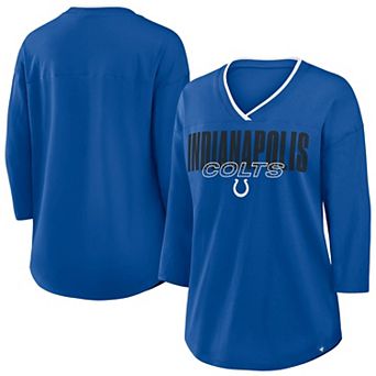 Women's Fanatics Royal Indianapolis Colts Plus Size Deceptive Juke 3/4-Sleeve V-Neck T-Shirt