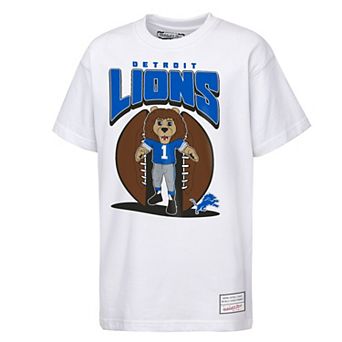 Youth Mitchell & Ness White Detroit Lions Mascot Mania T-Shirt