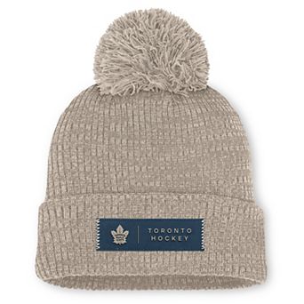 Women's Fanatics Light Beige Toronto Maple Leafs Authentic Pro Road Cuffed Knit Hat with Pom