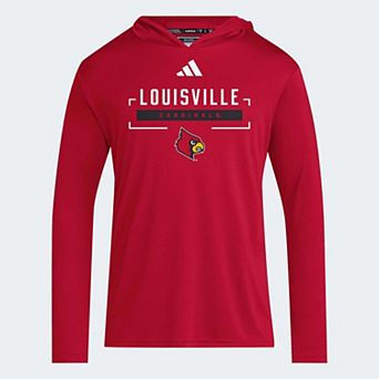 Men's adidas Red Louisville Cardinals D4T Long Sleeve Hooded T-Shirt