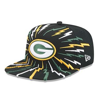 Men's New Era Black Green Bay Packers Bolt A-Frame 9FIFTY Snapback Hat