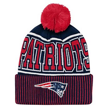Youth Outerstuff Navy New England Patriots Highlight Cuffed Knit Hat with Pom