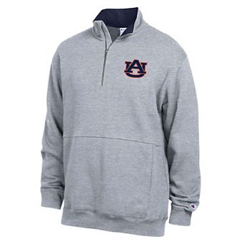 Men's Champion Heather Gray Auburn Tigers Fleece Quarter-Zip Pullover