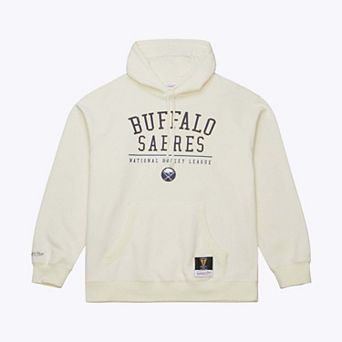 Men's Mitchell & Ness Cream Buffalo Sabres Walk-Off Vintage Logo Fleece Hoodie