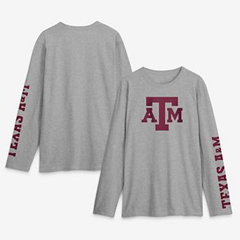 Men's Logo Athletic Heather Gray Texas A&M Aggies Primary Logo Long Sleeve T-Shirt