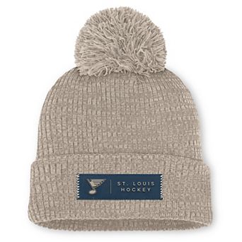 Women's Fanatics Light Beige St. Louis Blues Authentic Pro Road Cuffed Knit Hat with Pom