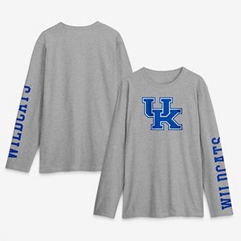 Men's Logo Athletic Heather Gray Kentucky Wildcats Primary Logo Long Sleeve T-Shirt