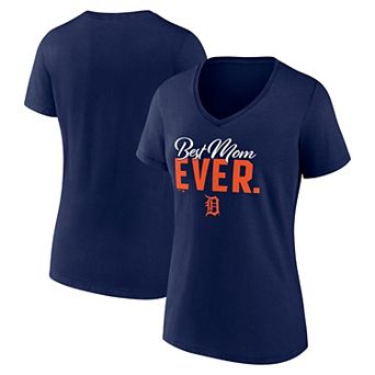 Women's Fanatics Navy Detroit Tigers Best Mom Ever V-Neck T-Shirt