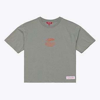 Women's Mitchell & Ness Gray Cincinnati Bengals Core Essentials Micro Logo Boxy Crop T-Shirt