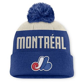 Men's Nike Blue/White Montreal Expos Cooperstown Peak Standard Cuffed Knit Hat with Pom