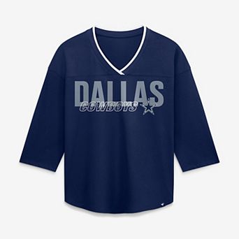Women's Fanatics Navy Dallas Cowboys Plus Size Deceptive Juke 3/4-Sleeve V-Neck T-Shirt