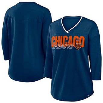 Women's Fanatics Navy Chicago Bears Plus Size Deceptive Juke 3/4-Sleeve V-Neck T-Shirt