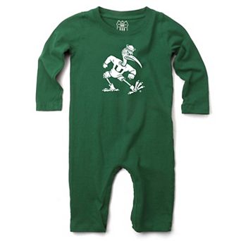 Infant Wes & Willy Green Miami Hurricanes Long Sleeve Romper