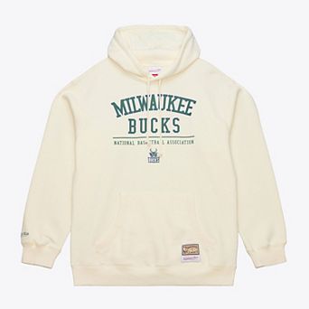 Men's Mitchell & Ness Cream Milwaukee Bucks Walk-Off Fleece Hoodie