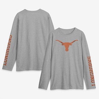 Men's Logo Athletic Heather Gray Texas Longhorns Primary Logo Long Sleeve T-Shirt