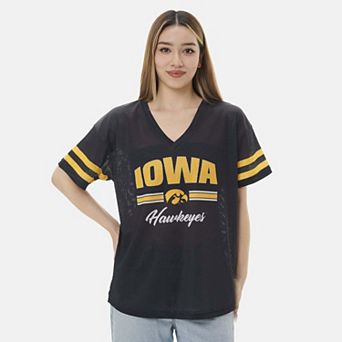 Women's ZooZatz Black Iowa Hawkeyes Mesh Jersey Kickoff T-Shirt