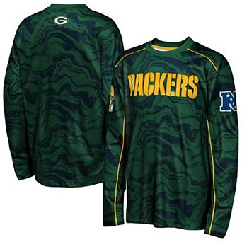 Youth Outerstuff Green Green Bay Packers Tailgate Performance Long Sleeve T-Shirt