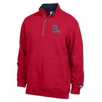 Men's Champion Scarlet Ole Miss Rebels Fleece Quarter-Zip Pullover