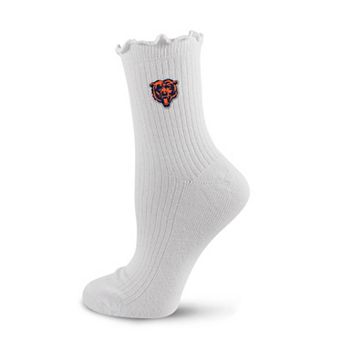 Women's PRO Compression White Chicago Bears Logo Lettuce Hem Quarter Socks