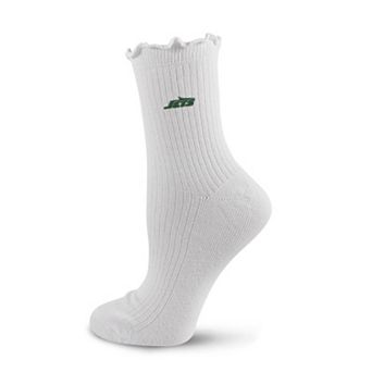 Women's PRO Compression White New York Jets Logo Lettuce Hem Quarter Socks