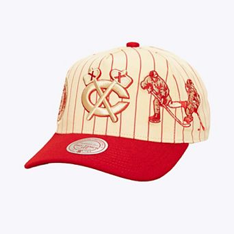 Men's Mitchell & Ness Cream Chicago Blackhawks Retro Roots Vintage Stripe Pro Snapback Hat