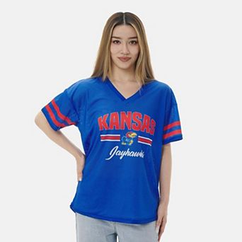 Women's ZooZatz Royal Kansas Jayhawks Mesh Jersey Kickoff T-Shirt