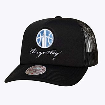 Unisex Mitchell & Ness Black Chicago Sky Script Pro Pinch Adjustable Trucker Hat