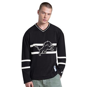 Men's Starter Black/White Detroit Lions Lineup Long Sleeve T-Shirt