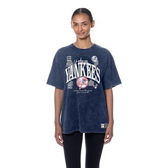 Women's New Era Navy New York Yankees Throwback Mineral Wash Boyfriend T-Shirt