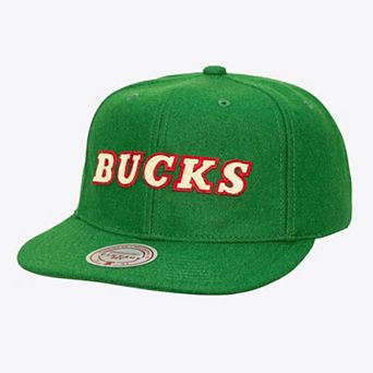 Men's Mitchell & Ness Hunter Green Milwaukee Bucks Hardwood Classics Retro Roots Vintage Adjustable Hat