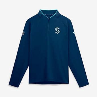 Men's Fanatics Deep Sea Blue Seattle Kraken Authentic Pro Rink Raglan Lightweight Quarter-Zip Pullover
