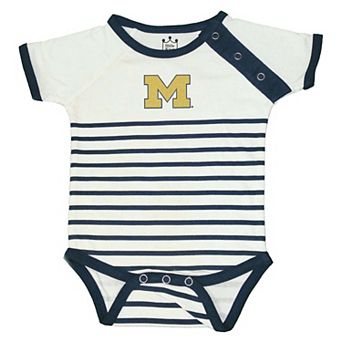 Newborn & Infant Little King Navy/White Michigan Wolverines Shoulder Snap Bodysuit
