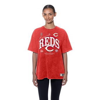 Women's New Era Red Cincinnati Reds Throwback Mineral Wash Boyfriend T-Shirt