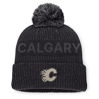 Men's Fanatics Charcoal Calgary Flames Road Phantom Cuffed Knit Hat with Pom