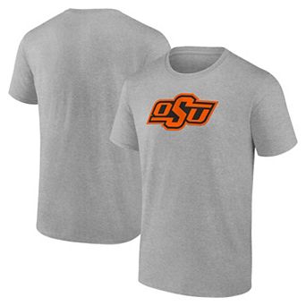Men's Logo Athletic Heather Gray Oklahoma State Cowboys Primary Logo T-Shirt