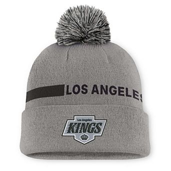 Women's Fanatics Gray Los Angeles Kings Authentic Pro Rink Cuffed Knit Hat with Pom