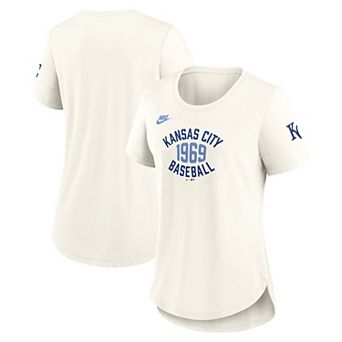 Women's Nike Cream Kansas City Royals Cooperstown Vintage-Inspired Tri-Blend T-Shirt