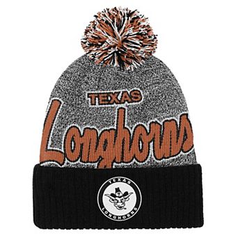 Youth Mitchell & Ness Black Texas Longhorns Mascot Cuffed Knit Hat with Pom