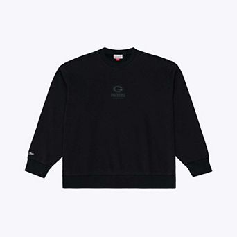Men's Mitchell & Ness Black Green Bay Packers Core Essentials Micro Logo Fleece Sweatshirt
